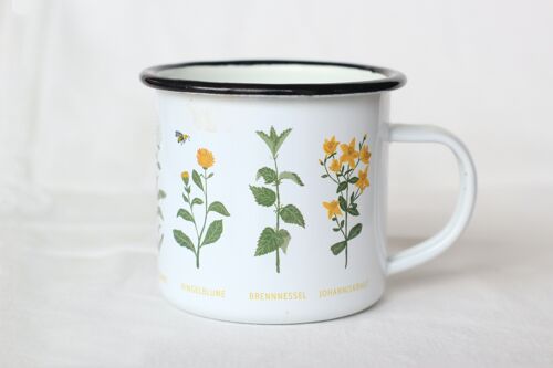 Emaille-Tasse "Heilkräuter" | Becher Emaille Tasse Botanisch