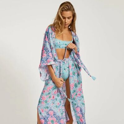 Damen-Kimono | böhmisch | Strandkleidung | Blumenmuster