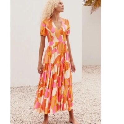 Summer ladies dress | floral print | pink | max