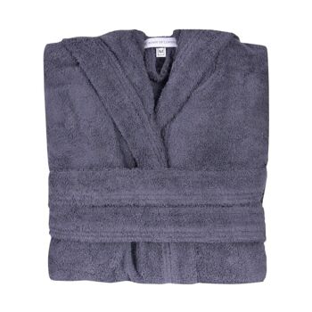 Peignoir à capuche Nua en coton pour homme - gris foncé 4