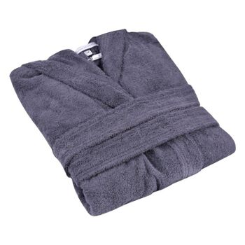 Peignoir à capuche Nua en coton pour homme - gris foncé 5