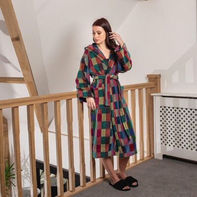 Women's Hooded Dressing Gown - Patchwork