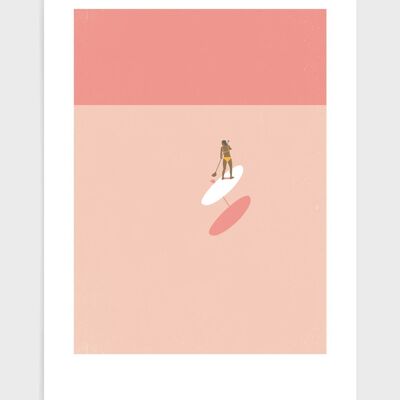 Paddleboard girl - A4 - Pink