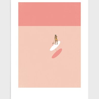 Paddleboard girl - A3 - Pink