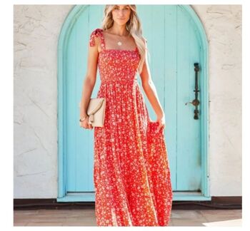 Maxi robe femme | motif floral | rouge/rose 6