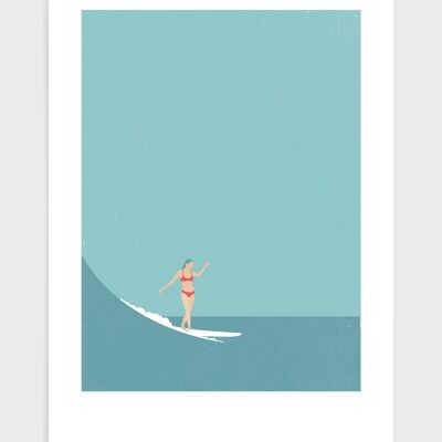 Surfermädchen - A4 - Blau