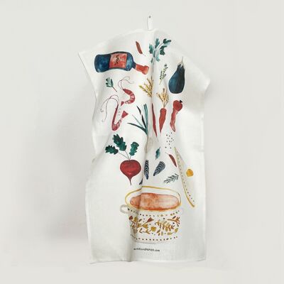 Tea towel "cooking pot" | 100% linen | tea towel | gift idea | Home Textiles | Illustration | pattern || HEART & PAPER