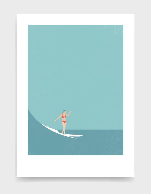 Surfer girl - A3 - Blue