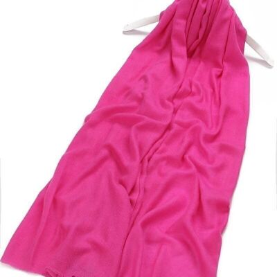 Plain Colour Pure Cashmere Scarf - Hot Pink