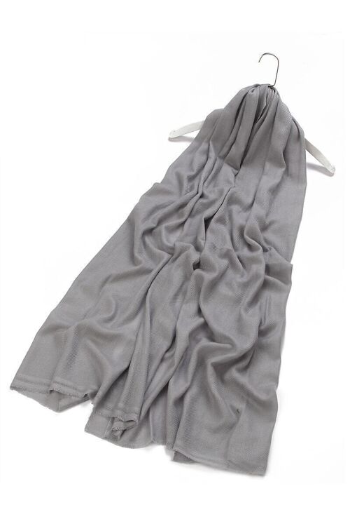 Plain Colour Pure Cashmere Scarf - Light Grey