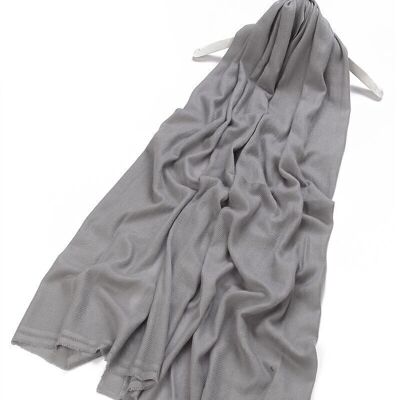 Sciarpa In Puro Cashmere Tinta Unita - Grigio Chiaro