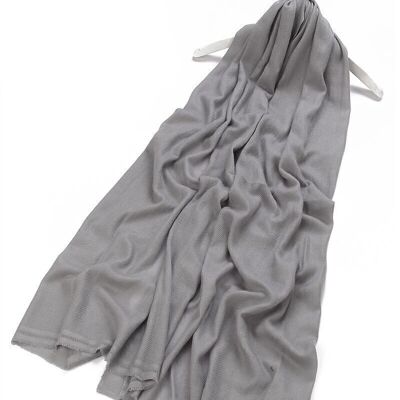 Plain Colour Pure Cashmere Scarf - Light Grey