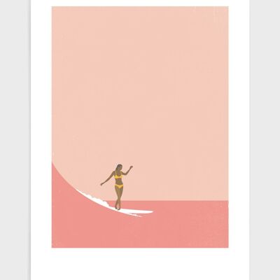 Surfer girl - A3 - Pink