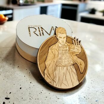 Lot de 6 sous-verres en bois Stranger Things - cadeau de pendaison de crémaillère 9