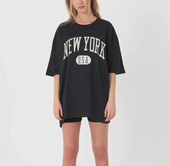 T-shirt femme surdimensionné | New-York | imprimer | gris 1
