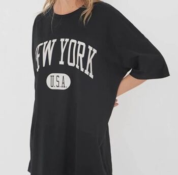 T-shirt femme surdimensionné | New-York | imprimer | gris 2