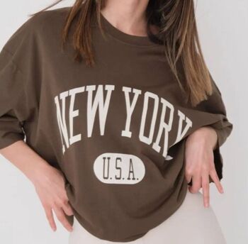 T-shirt femme surdimensionné | New-York | imprimer | gris 3