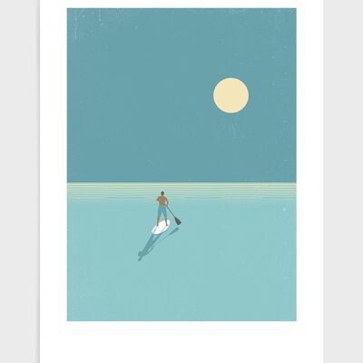 Paddleboarder at sunset - A4