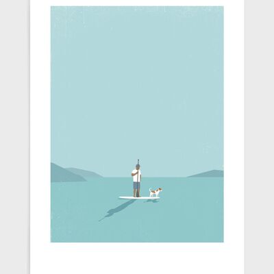Paddleboarder and dog - A4