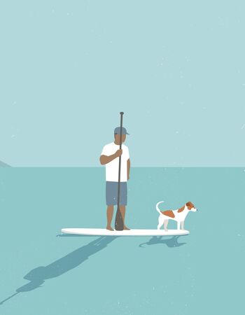 Paddleboarder et chien - A3 4