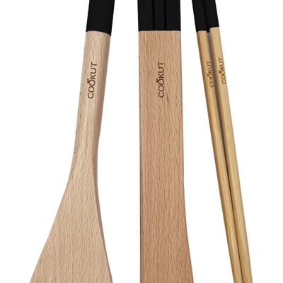 SET DI UTENSILI IN LEGNO PER FORNELLI / WOK - Grafite