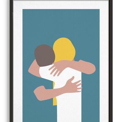 Couple embrace - A5 - Blue