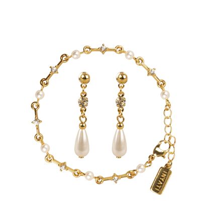 Schmuck | Ohrringe und Armband "SET ELA" Perlen, gold & silber