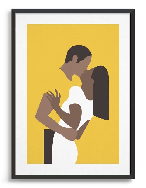 Lovers kiss - A4 - Yellow