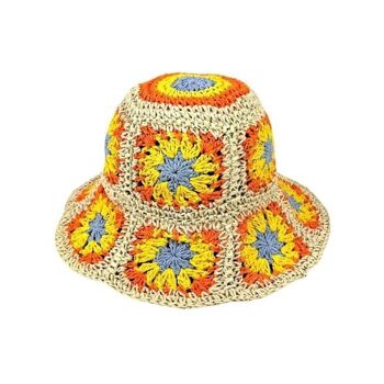 Joli chapeau en papier pour femme avec motif floral pour l'été, il peut être plié et mis dans la valise et le sac. 14