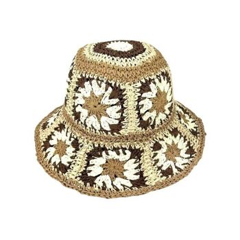 Joli chapeau en papier pour femme avec motif floral pour l'été, il peut être plié et mis dans la valise et le sac. 17