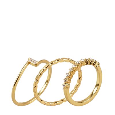 Schmuck | Ringset "HANNA" Steine, 3 Ringe gold & silber