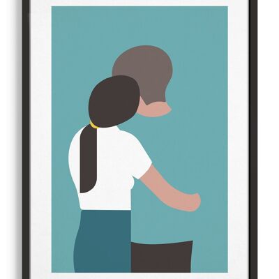 Couple hug - A5 - Blue