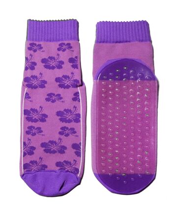 Chaussettes de sable antidérapantes pour enfants et adultes >>Fleurs hawaïennes<< 1