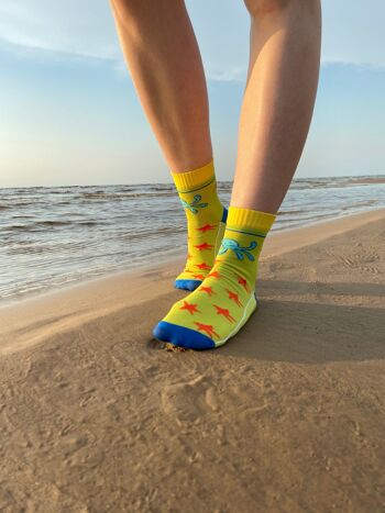 Chaussettes de sable antidérapantes pour enfants et adultes >>Fleurs hawaïennes<< 4