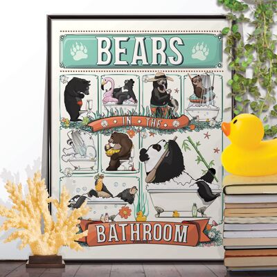 Bären im Badezimmer-Poster