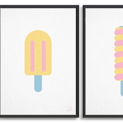 Ice lolly print set - A4 - Pastel colours