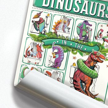 Dinosaures utilisant la salle de bain Funny Poster 3