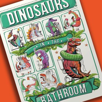 Dinosaures utilisant la salle de bain Funny Poster 5