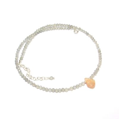 925 Silver Labradorite and Sunstone Necklace