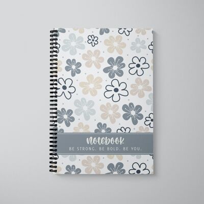 Liniertes Notizbuch A5 mit zartem Blumenmuster