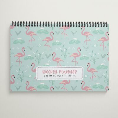 Planificador de escritorio semanal A4 Fancy Flamingo