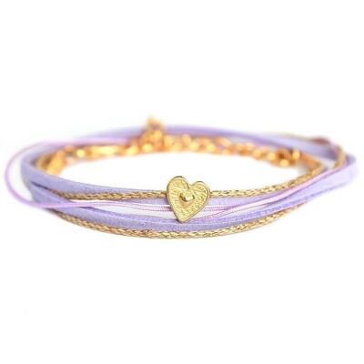 Pulsera wrap corazón lila