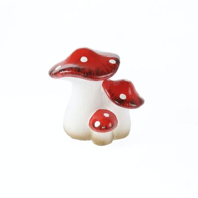 Gruppo di 3 funghi in ceramica, 10 x 9,5 x 11 cm, rosso, 782657