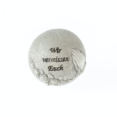Poly grave decoration ball with hands, 10 x 10 x 9 cm, stone grey, 782817