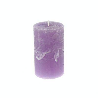 Stumpenkerze Rustikal, 7 x 7 x 11,5 cm, violet, Brenndauer ca. 65 Stunden, 792977