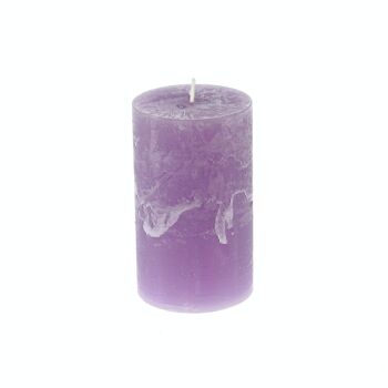 Bougie pilier rustique, 7 x 7 x 11,5 cm, violette, durée de combustion environ 65 heures, 792977 1