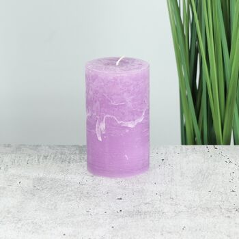 Bougie pilier rustique, 7 x 7 x 11,5 cm, violette, durée de combustion environ 65 heures, 792977 2