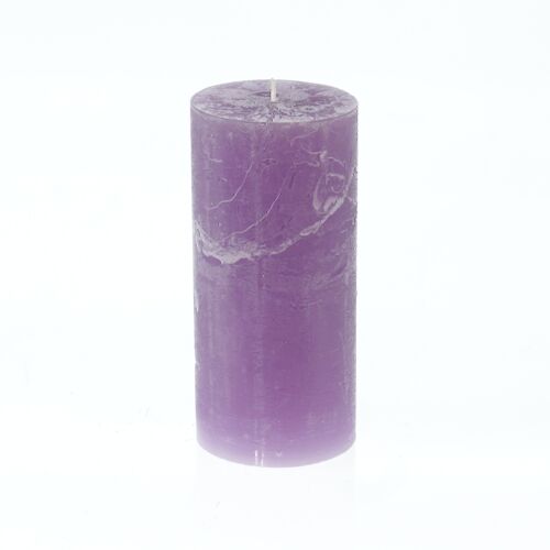 Stumpenkerze Rustikal, 7 x 7 x 15 cm, violet, Brenndauer ca. 85 Stunden, 792984