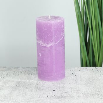 Bougie pilier rustique, 7 x 7 x 15 cm, violette, durée de combustion environ 85 heures, 792984 2