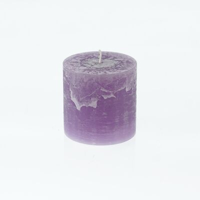Vela pilar GRANDE Rústica, 9 x 9 x 9 cm, violeta, tiempo de combustión aprox.83 horas, 792991
